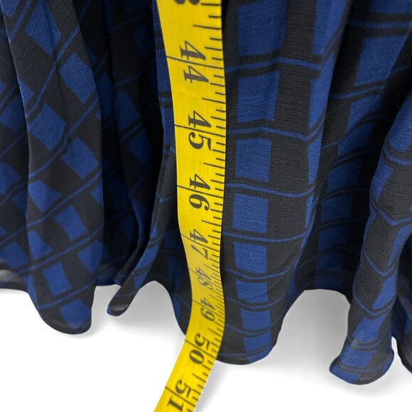 Club Monaco Pleated Tiered Blue Tartan Plaid Maxi Midi Dress Women's Size 4 - Picture 12 of 13